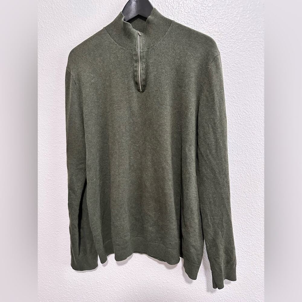 Topman Quarter Zip Funnel Neck Sweater Mens Size XL Green